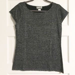 Randolph Duke NWT The Look Black Sparkle Blouse Short Sleeve Tee Size Medium